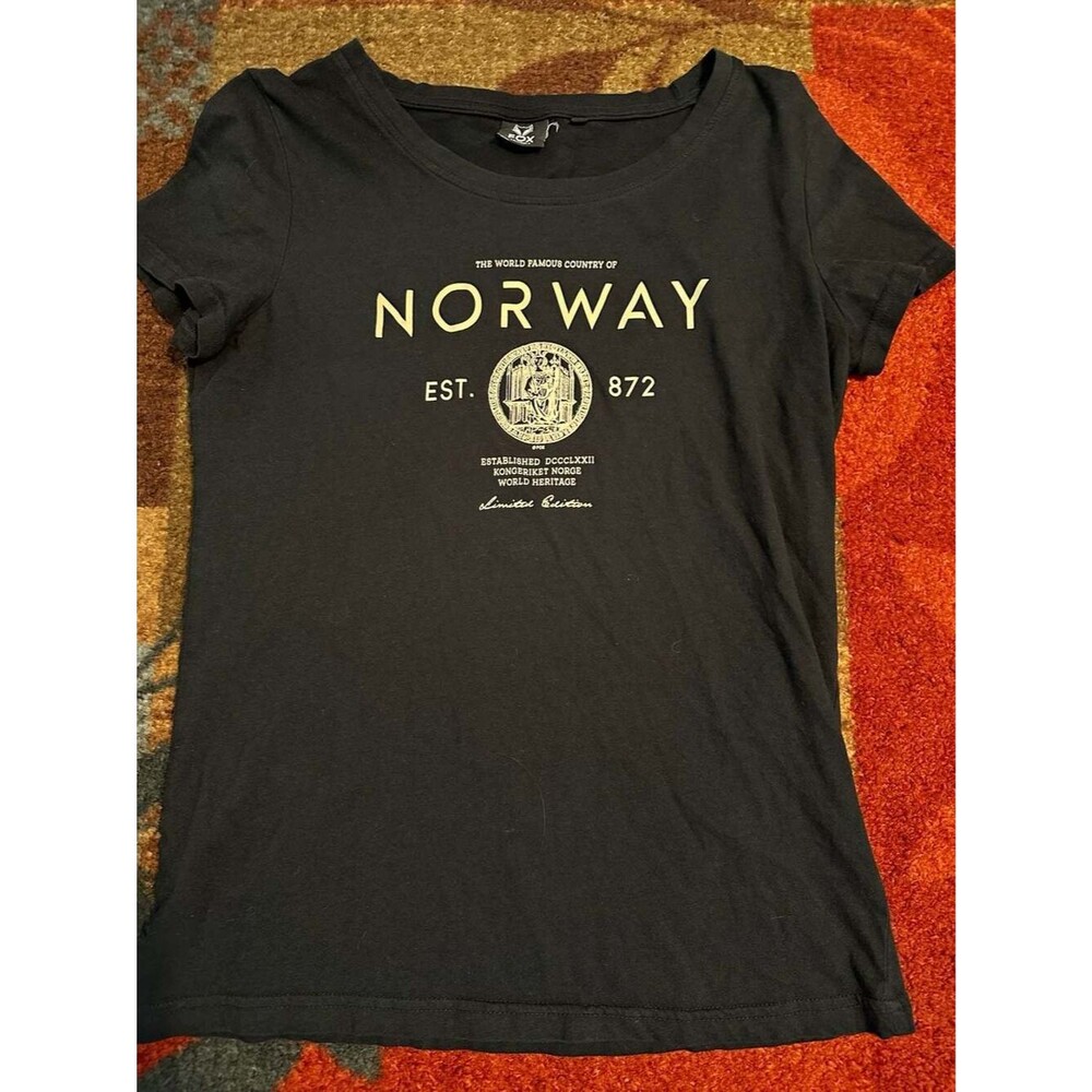 Fox Originals Norway T-Shirt Size M Black Graphic Tee